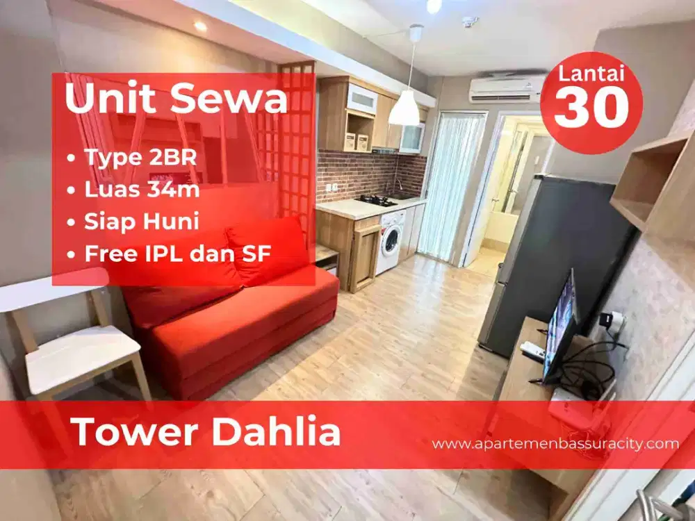 Sewa 2BR ada mesin cuci apartemen Bassura City tower D call Maula