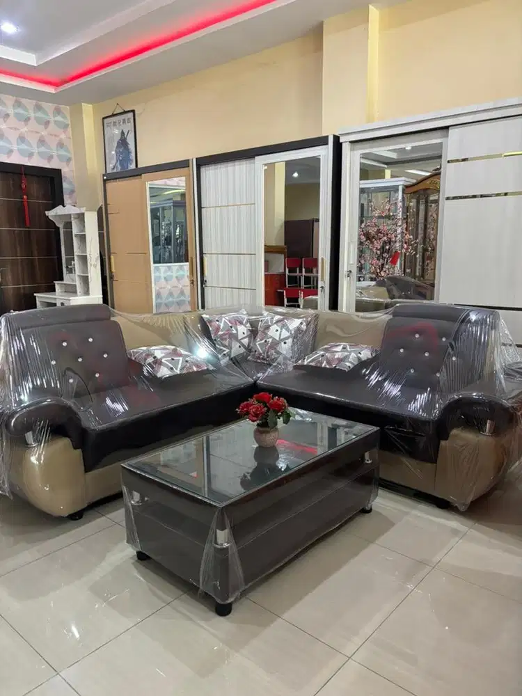 Sofa coklat krem + meja