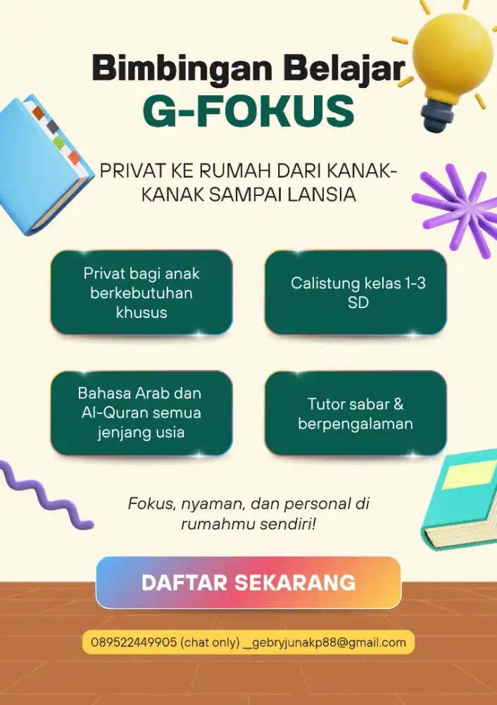Privat Belajar Bahasa Arab, Al-Quran, Calistung dst