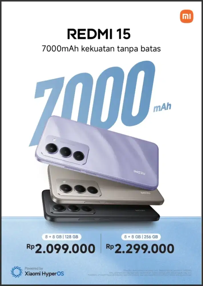 Redmi 15 batrai tahan 2hari 7000mah