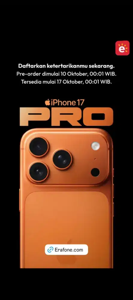 Pre-order Iphone 17 series gratis garansi fisik 1 tahun