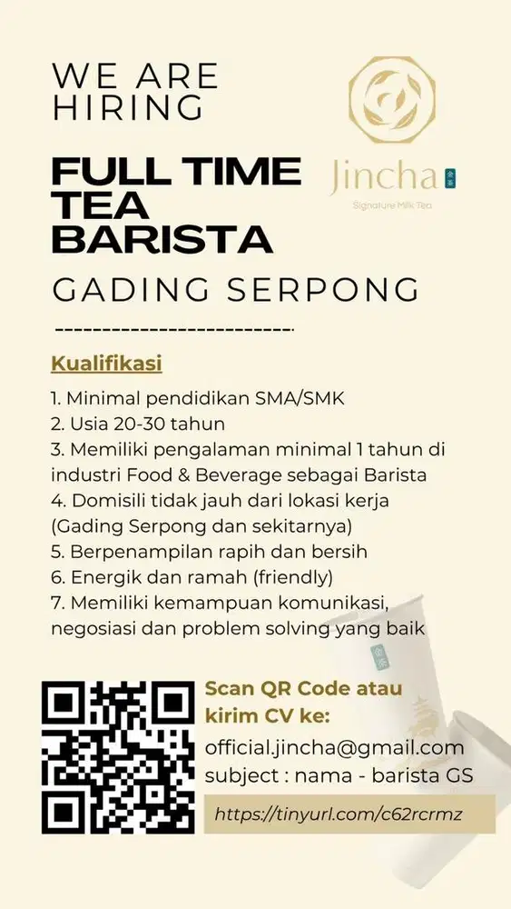 Barista Teh Jincha Gading Serpong