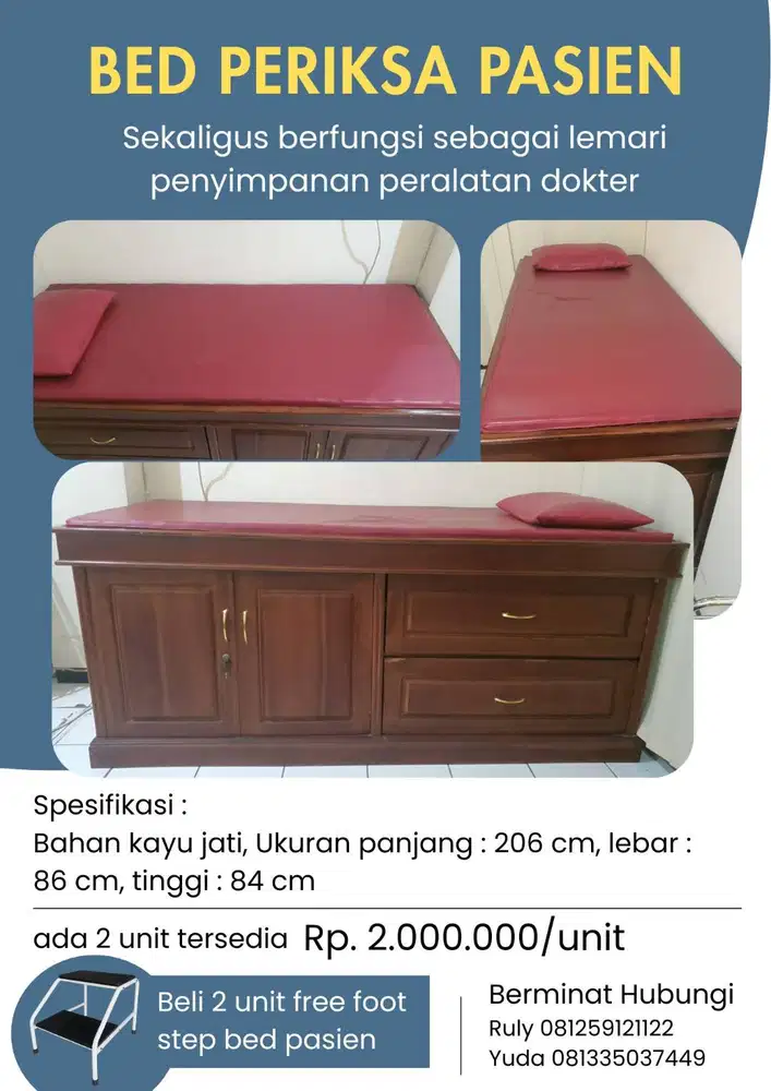 Bed tempat tidur pasien / Bed periksa pasien