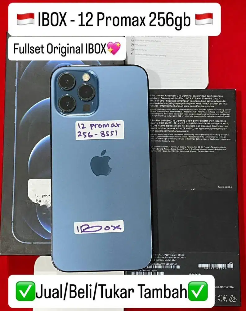 Iphone 12 Promax 256 Gb Pasific Blue Resmi ibox bisa cicilan 0%
