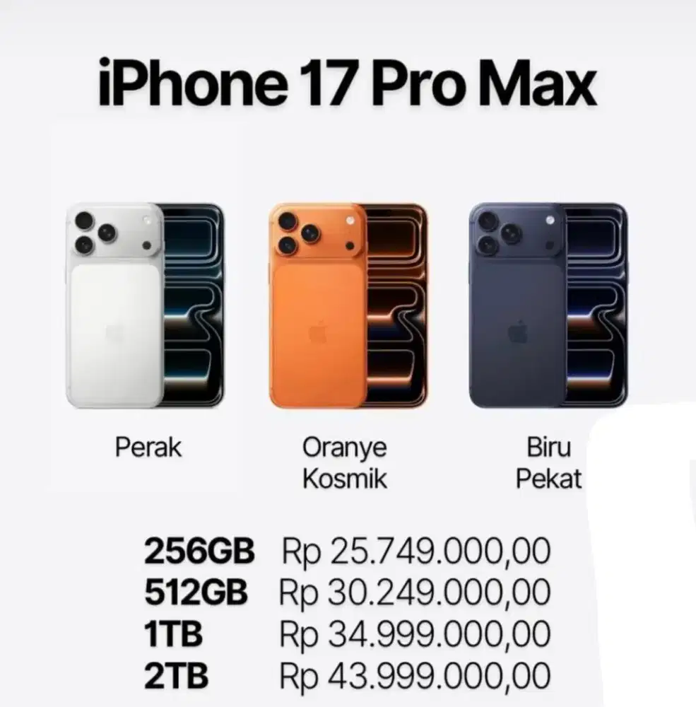 PO IPHONE 17 PROMAX 1TB