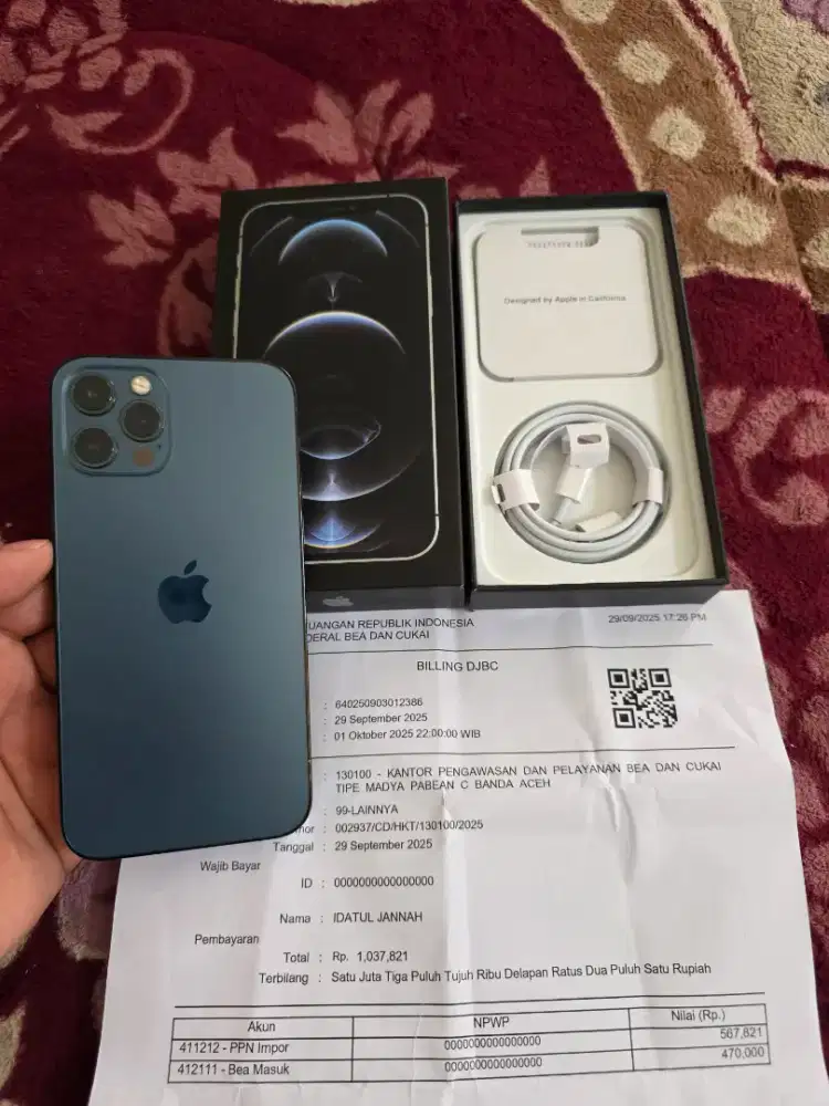 iphone 12 pro 512gb resmi bea cukai,imei udh terdaftar bea cukai,flset