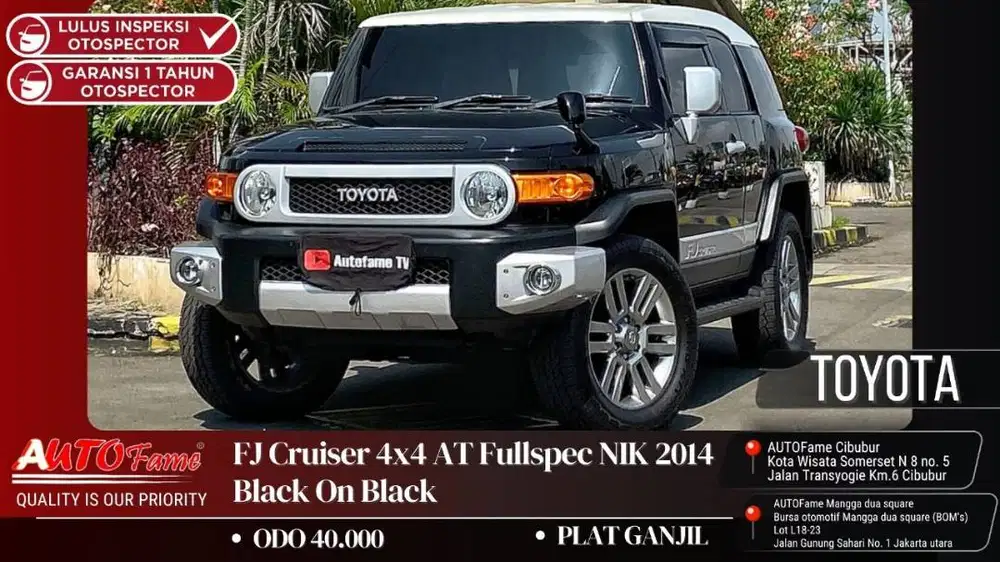 Toyota FJ Cruiser 4x4 AT Fullspec NIK 2014 Black On Black