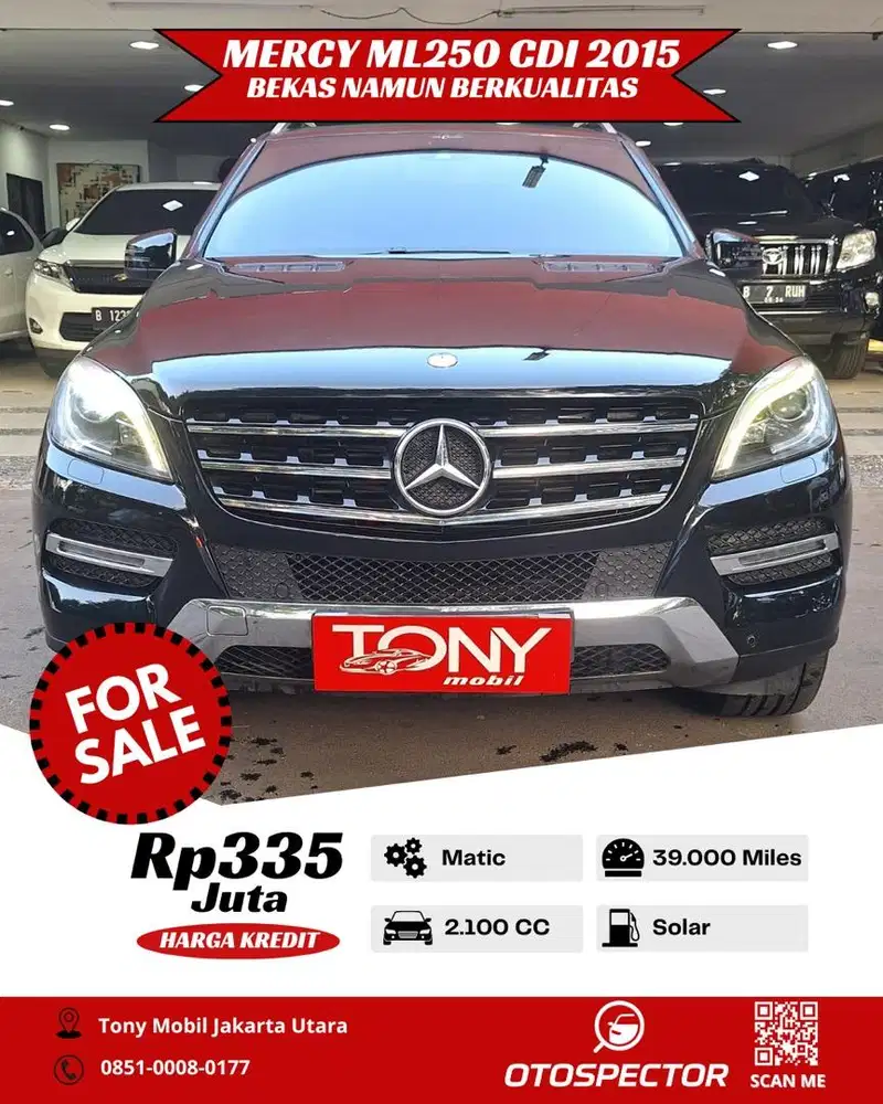 Mercedes Benz ML250 CDI AT 2015 Hitam Diesel