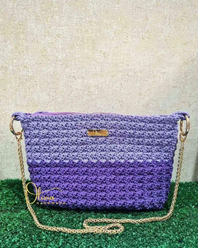 Tas rajut ungu handmade
