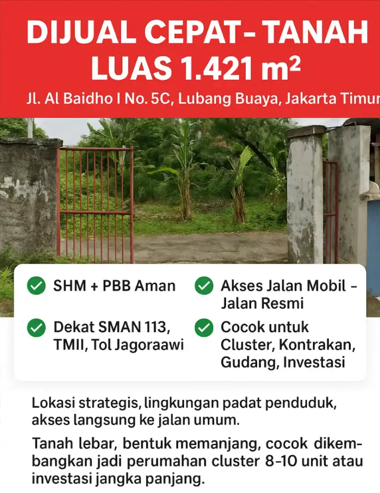 Tanah Luas  – Cocok untuk Developer, Cluster, atau Investasi Keluarga
