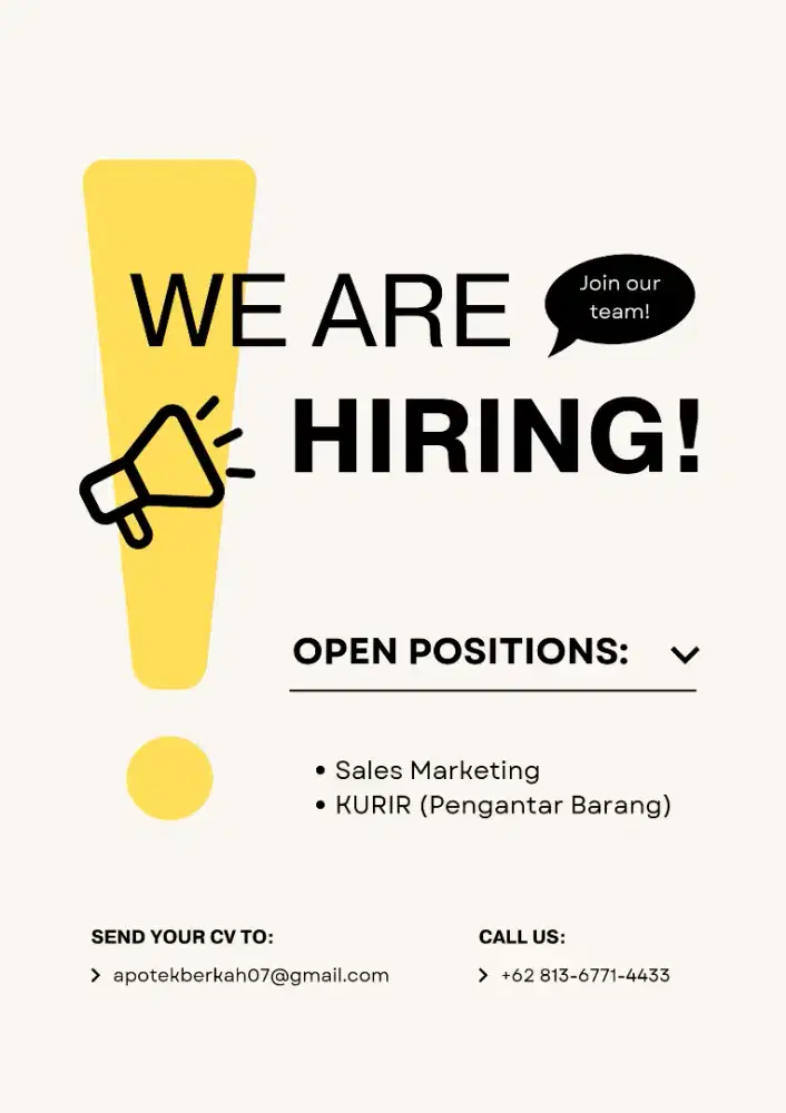 SALES MARKETING dan KURIR (Pengantar Barang)