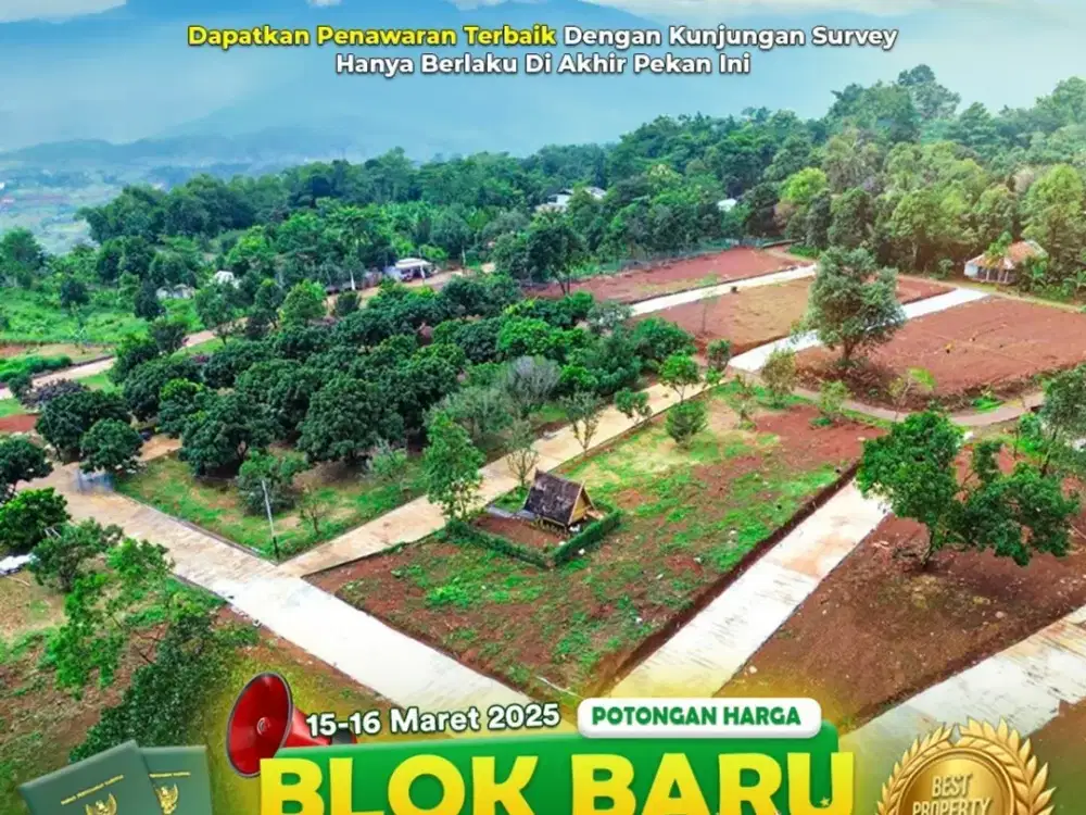 Jual kavling villa siap bangun 500rb permeter di puncak 2 Bogor timur