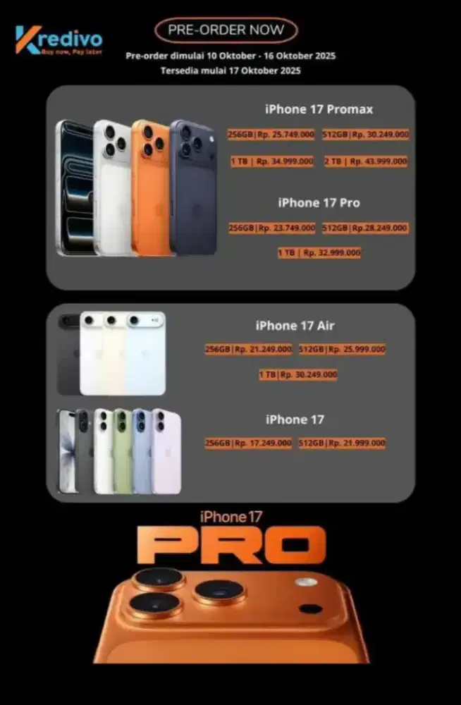 Iphone 17 series pre-Order periode hingga 16 oktober