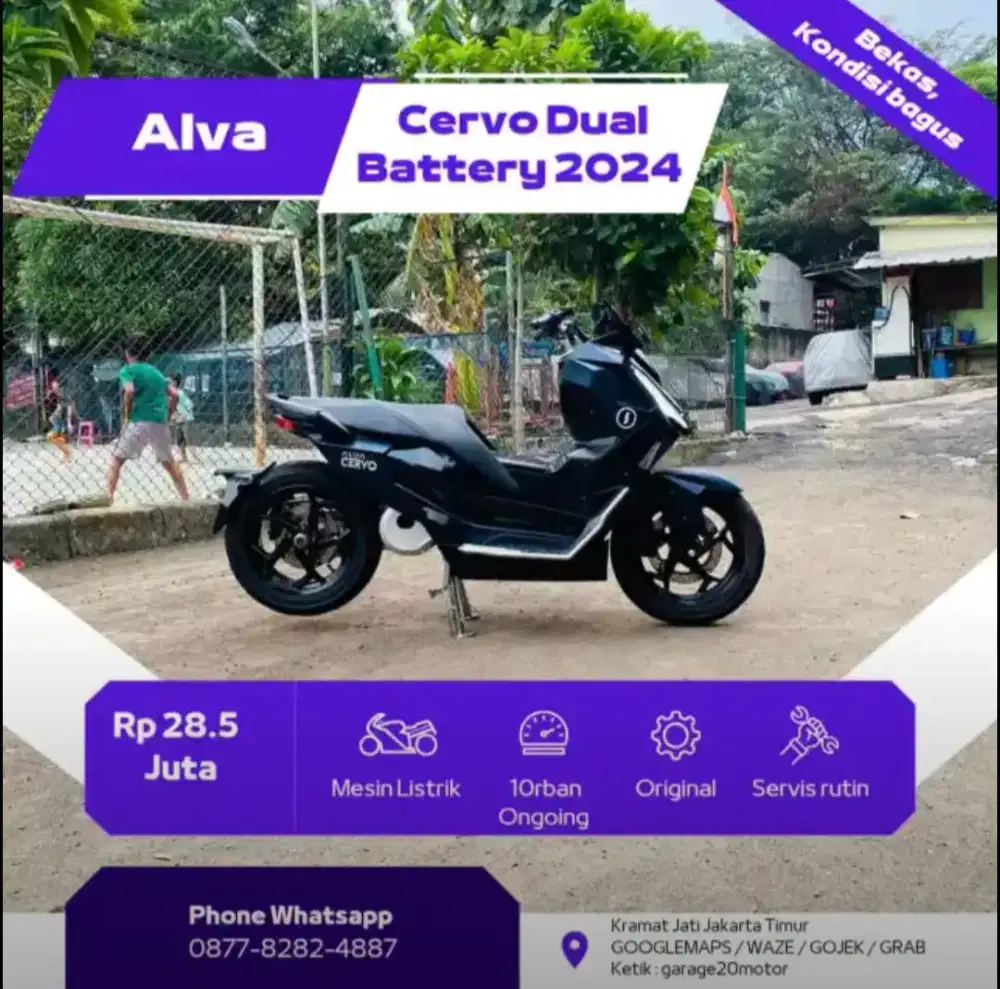 Motor listrik Alva Cervo Dual Battery Keylles 
Tahun  2024