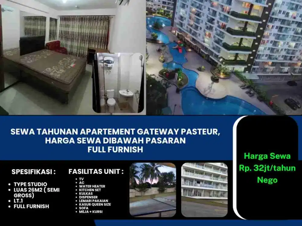 Disewakan Cepat Unit Apartemen Gateway Pasteur Bandung Full Furnished Dibawah Pasaran