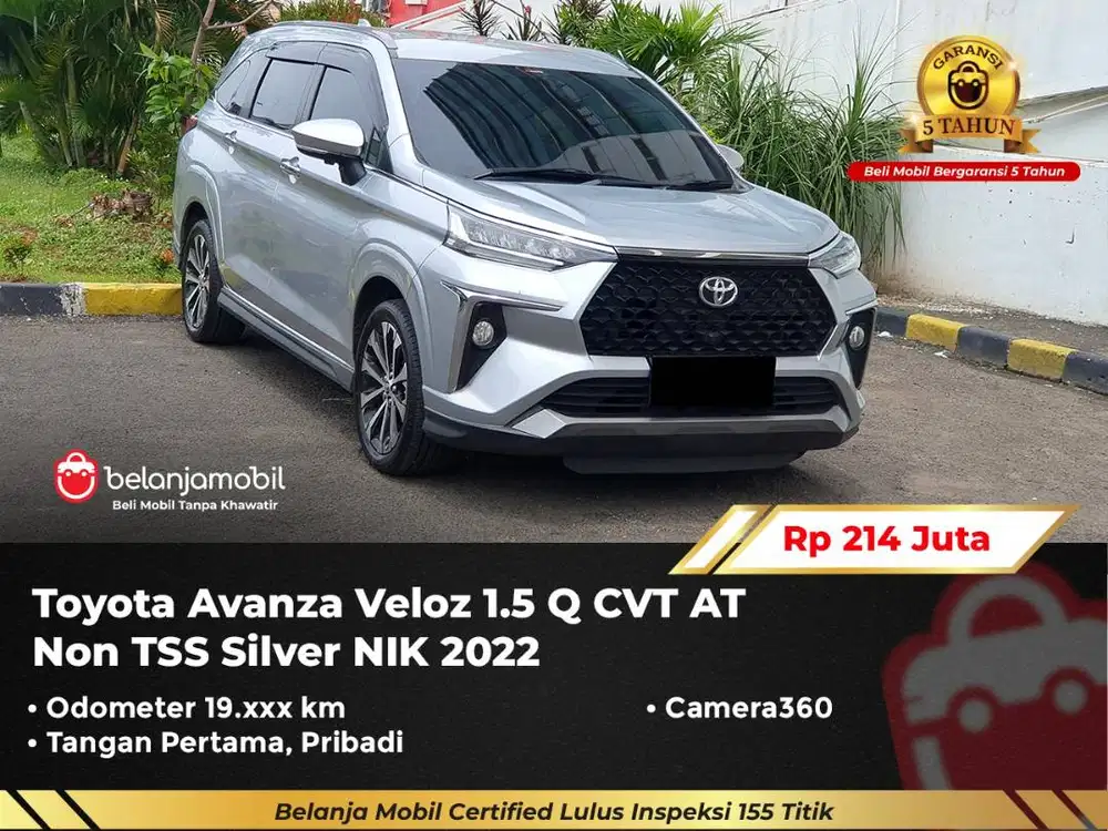[ GARANSI 5TH ] Toyota Avanza Veloz 1.5 Q CVT AT Non TSS 2022/2023