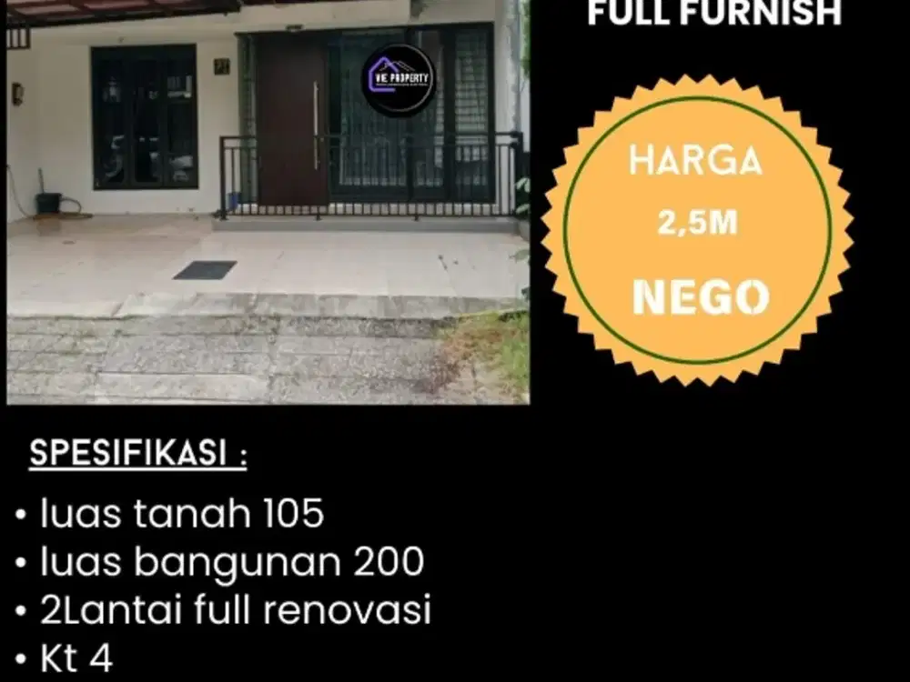 Jual Rumah Cantik Full Furnish 2,5 M Nego Cluster Favorite. CitraGran Cibubur.