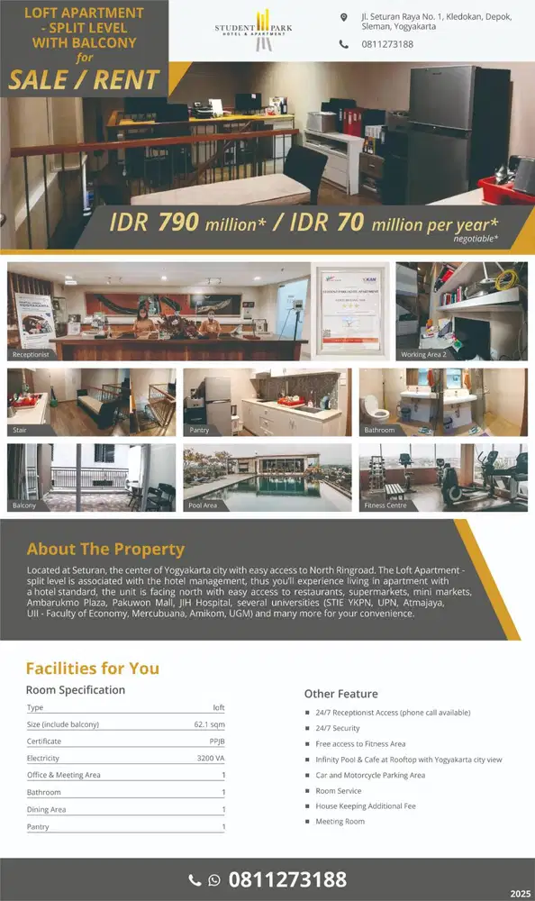 Loft Apartment - Split Level with Balcony for Sale / Rent