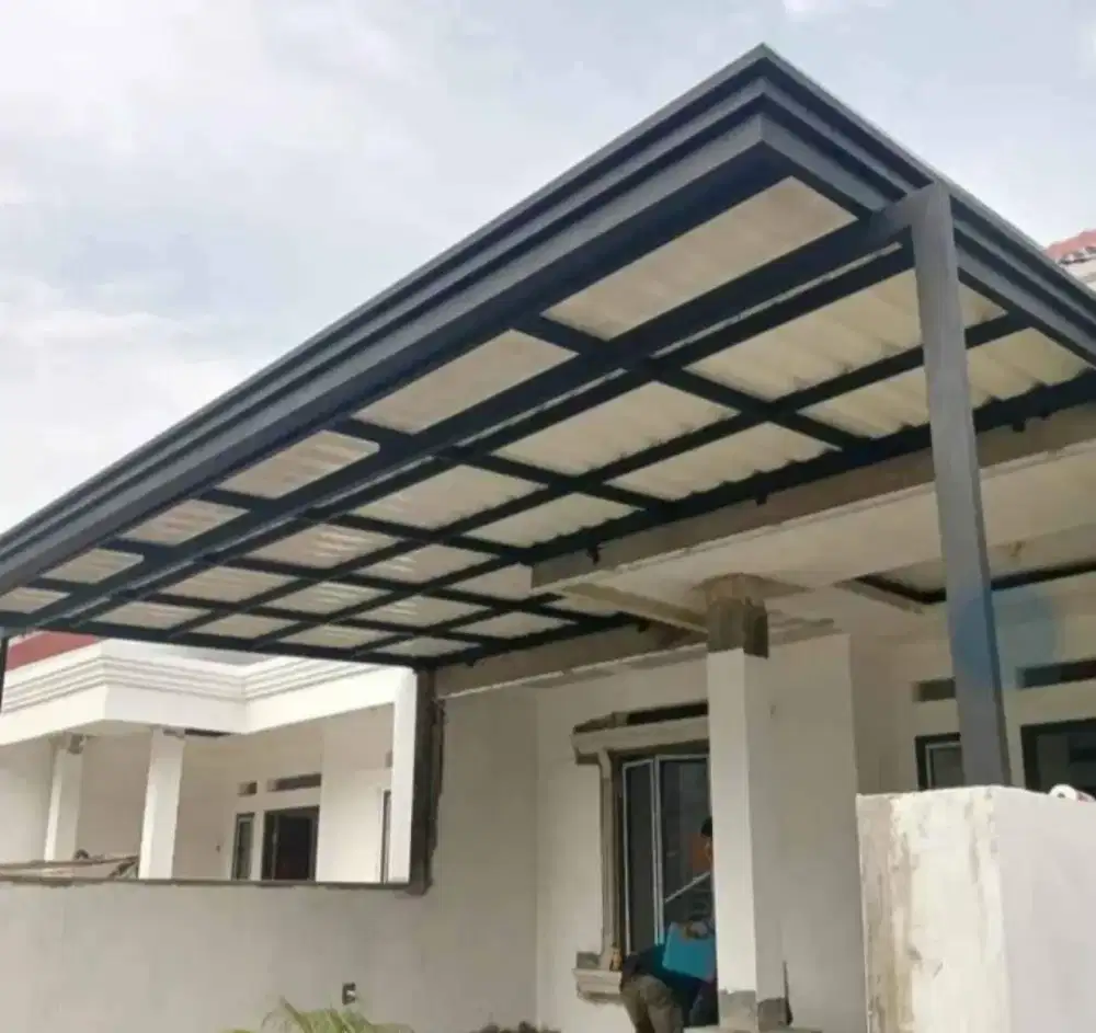Kanopi alderon double layer rangka besi holo galvanis