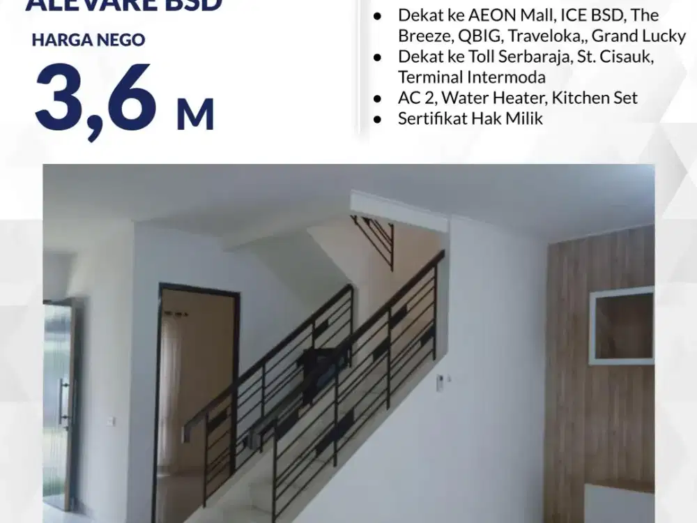 Rumah Dijual di Cluster Alevare Foresta BSD Tangsel