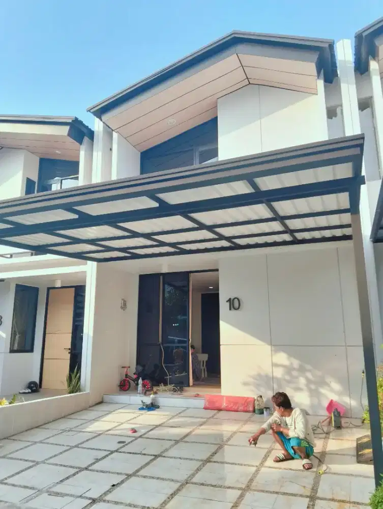 Kanopi alderon double layer kombinasi talang air