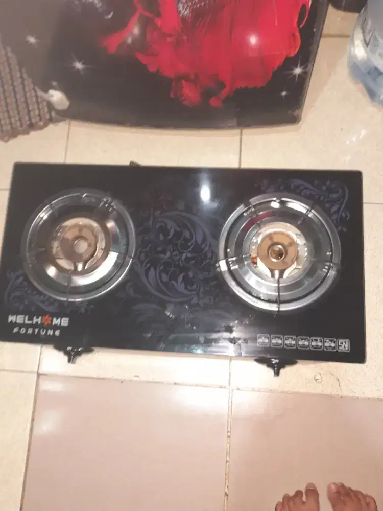 Jual kompor tungku 2 merk wellhome fortun kaca