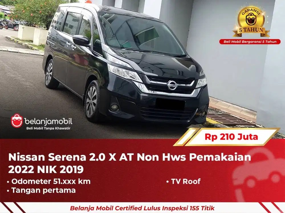 [ GARANSI 5TH ] Nissan Serena 2.0 X AT Non Hws Hitam NIK 2019/2020