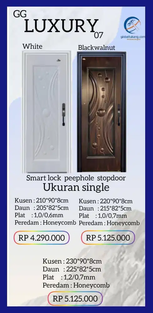 Jual pintu rumah modern berbahan baja anti karat kota Padang