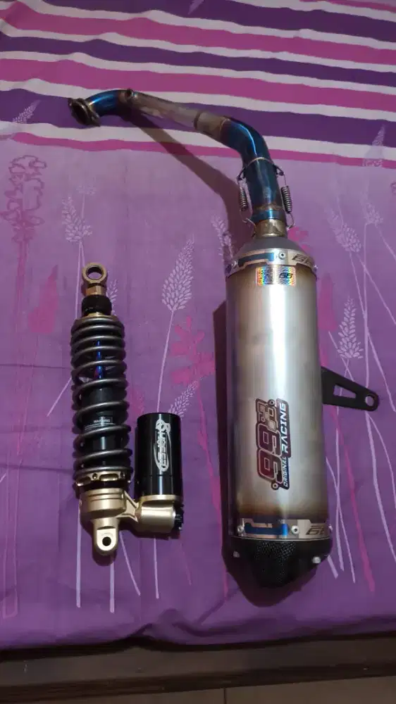 Knalpot 99 racing staylo & shock belakang