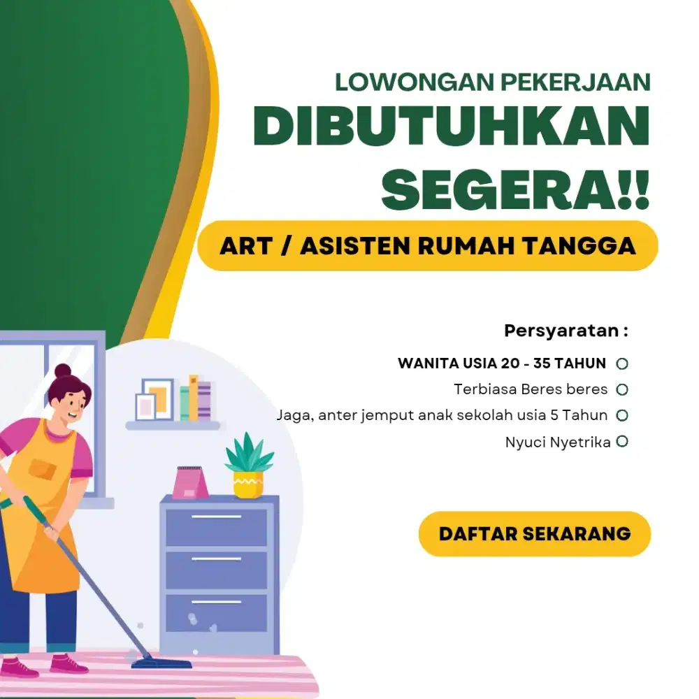 Dicari ASISTEN RUMAH TANGGA