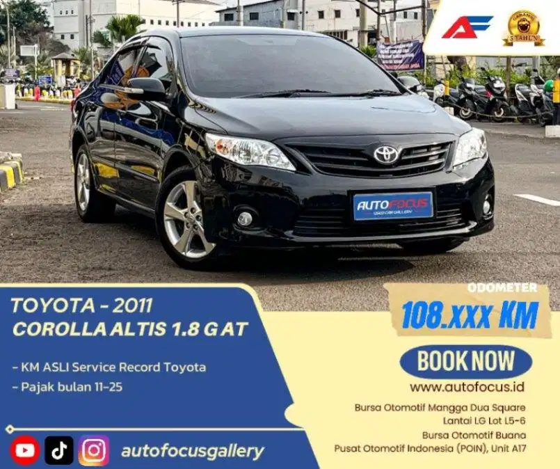 Tdp19JT Toyota Corolla Altis G 1.8 AT 2011 Hitam