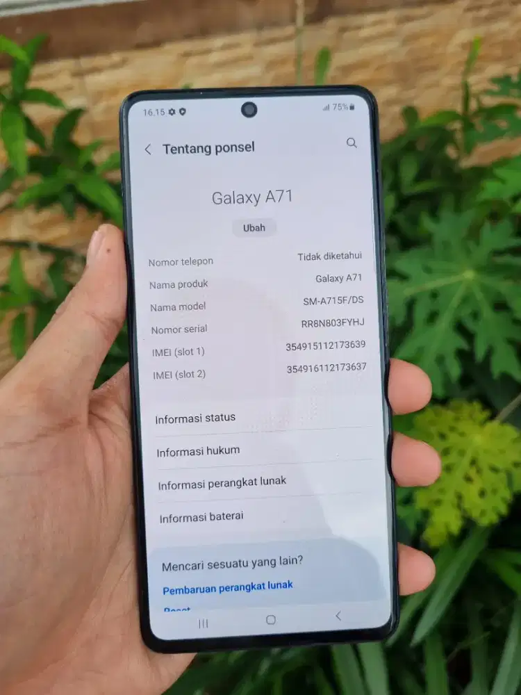 Samsung Galaxy A71 duper amoled sidik jari dilayar