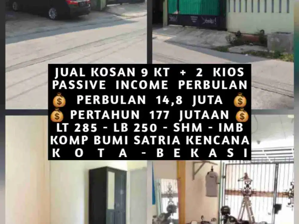 JUAL KOST KOSAN 9 KAMAR PLUS 2 KIOS DI PERUMAHAN BUMI SATRIA KENCANA KOTA BEKASI