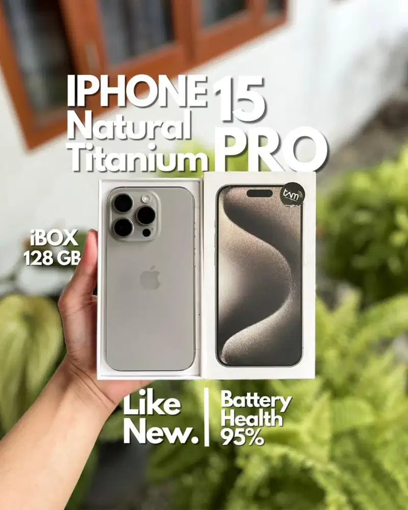 Iphone 15 Pro 128GB Natural Titanium | BH 95% | Ibox/Garansi Resmi