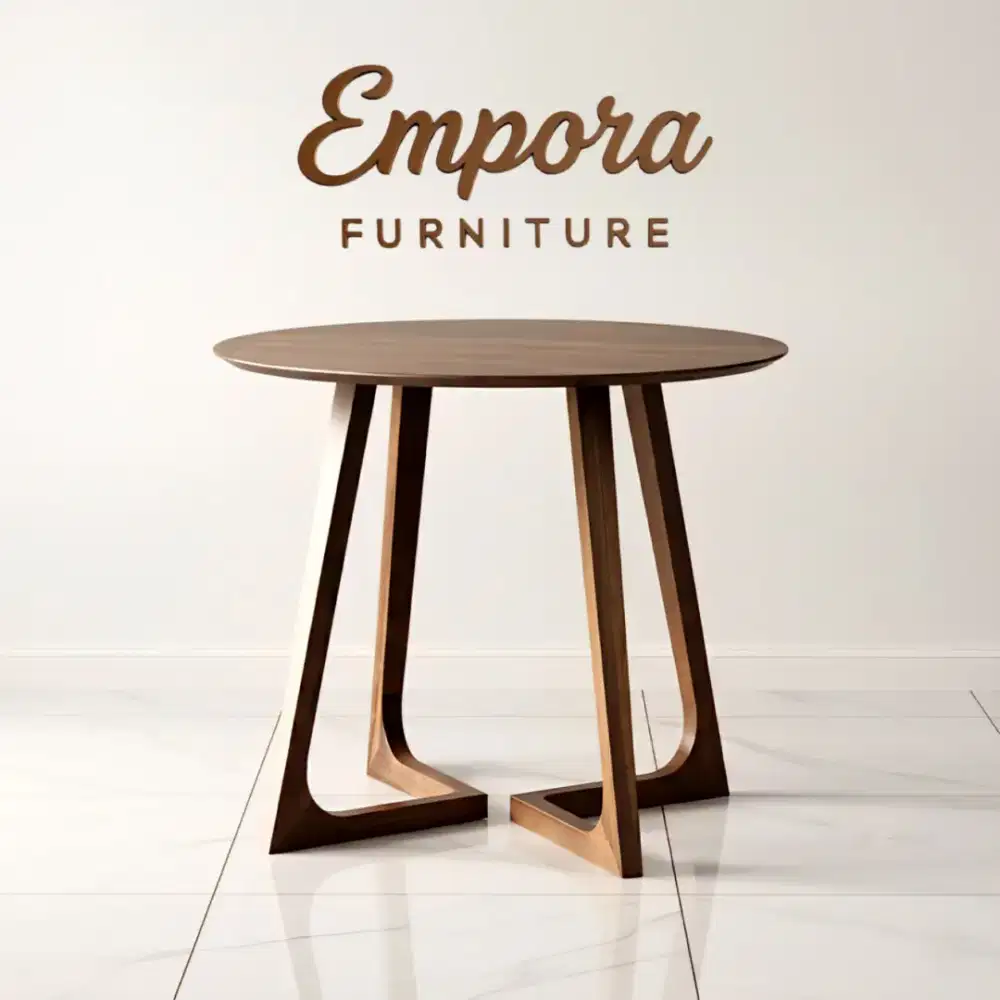 Table Meja Bulat Kayu Jati Desain Minimalis Modern
