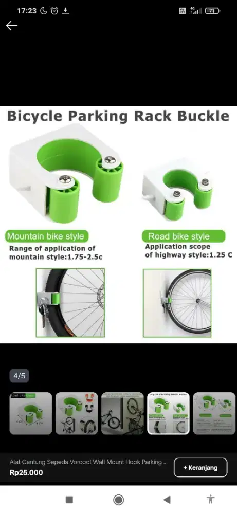 Alat Gantung Sepeda Vorcool Wall Mount Hook Parking Bike Road Bike