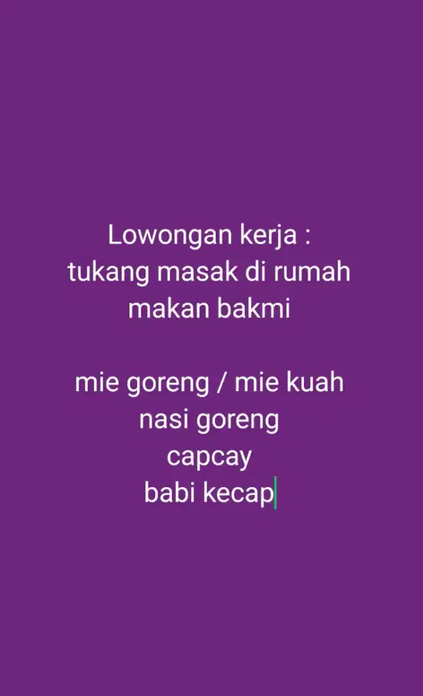 Lowongan kerja di rumah makan bakmi