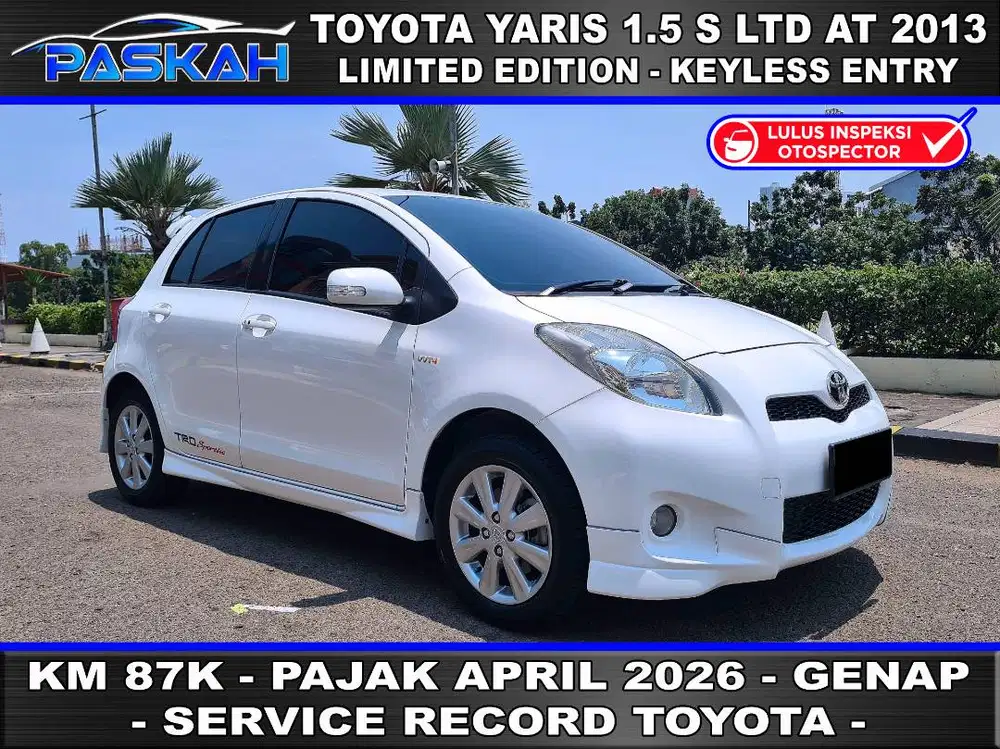 km=87rb pjk=april2026 Yaris S Limited 2013 Automatic
