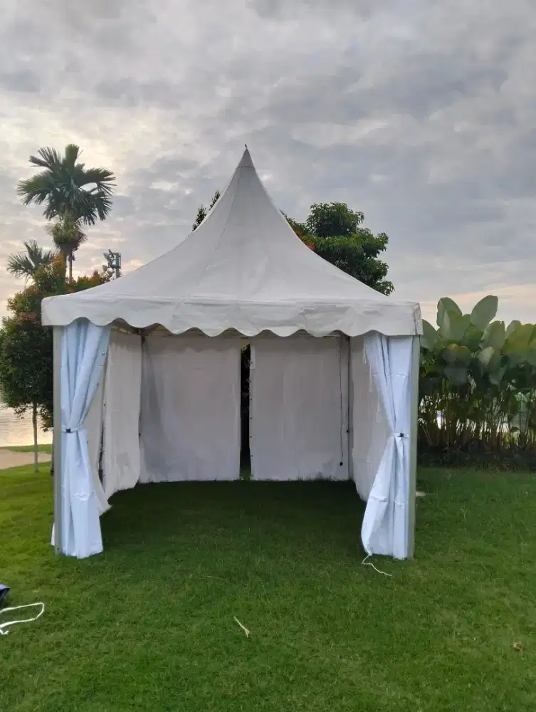 Sewa Tenda Kerucut, AC Standing, Kipas Air, Kursi, Meja DLL