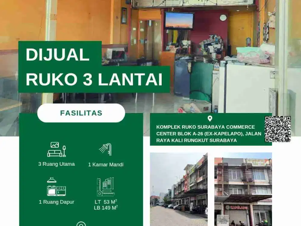 Ruko 3 lantai luas 53 m2 harga 2 Milyar di Rungkut, Kota Surabaya