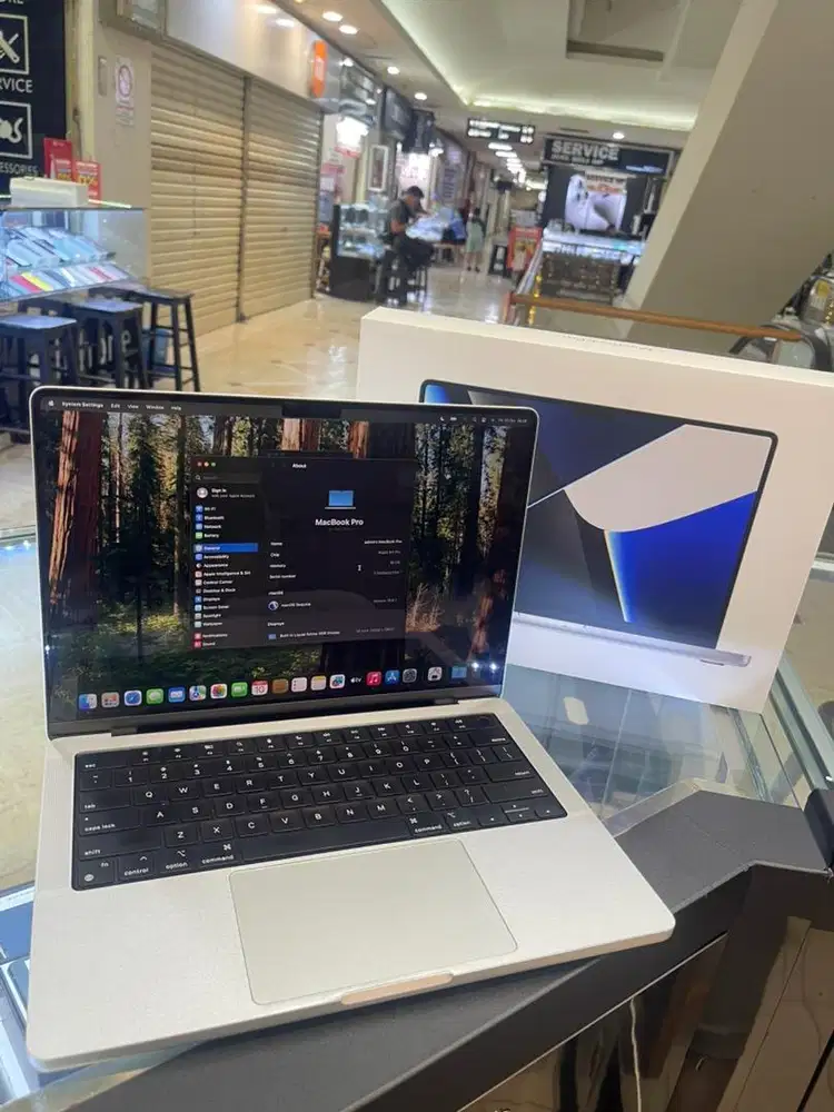 Macbook Pro M1 14inci 16/512 silver bh86% cc747 fullset ex inter
