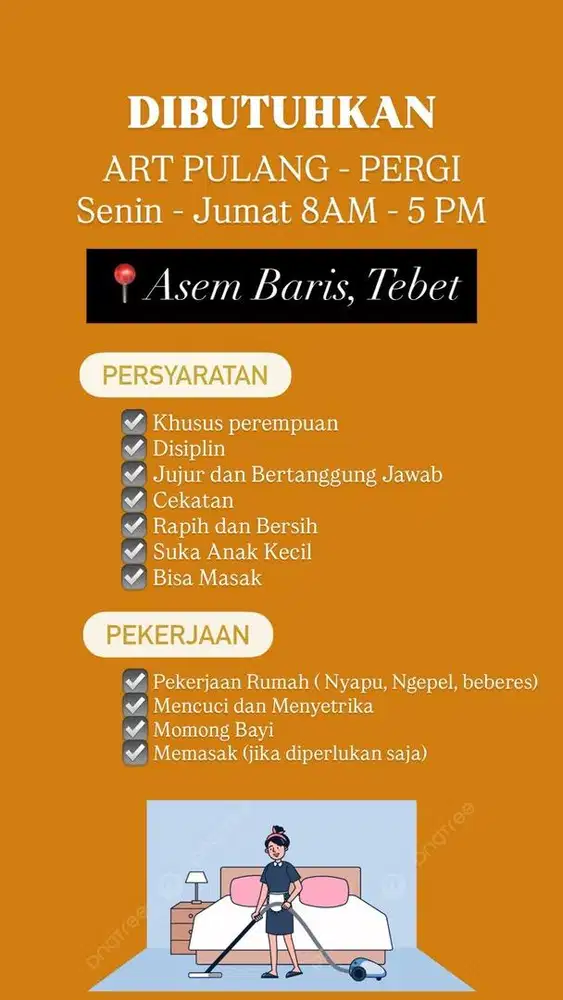 DIBUTUHKAN ART PULANG - PERGI