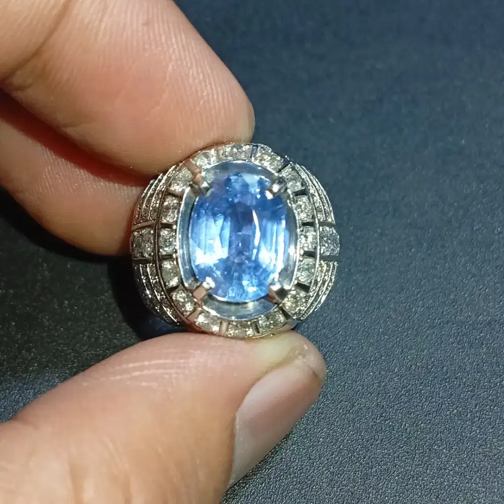 Kolektor item Blue Sapphire Myanmar Burma No heat 5.13 ct GRI Ring GD