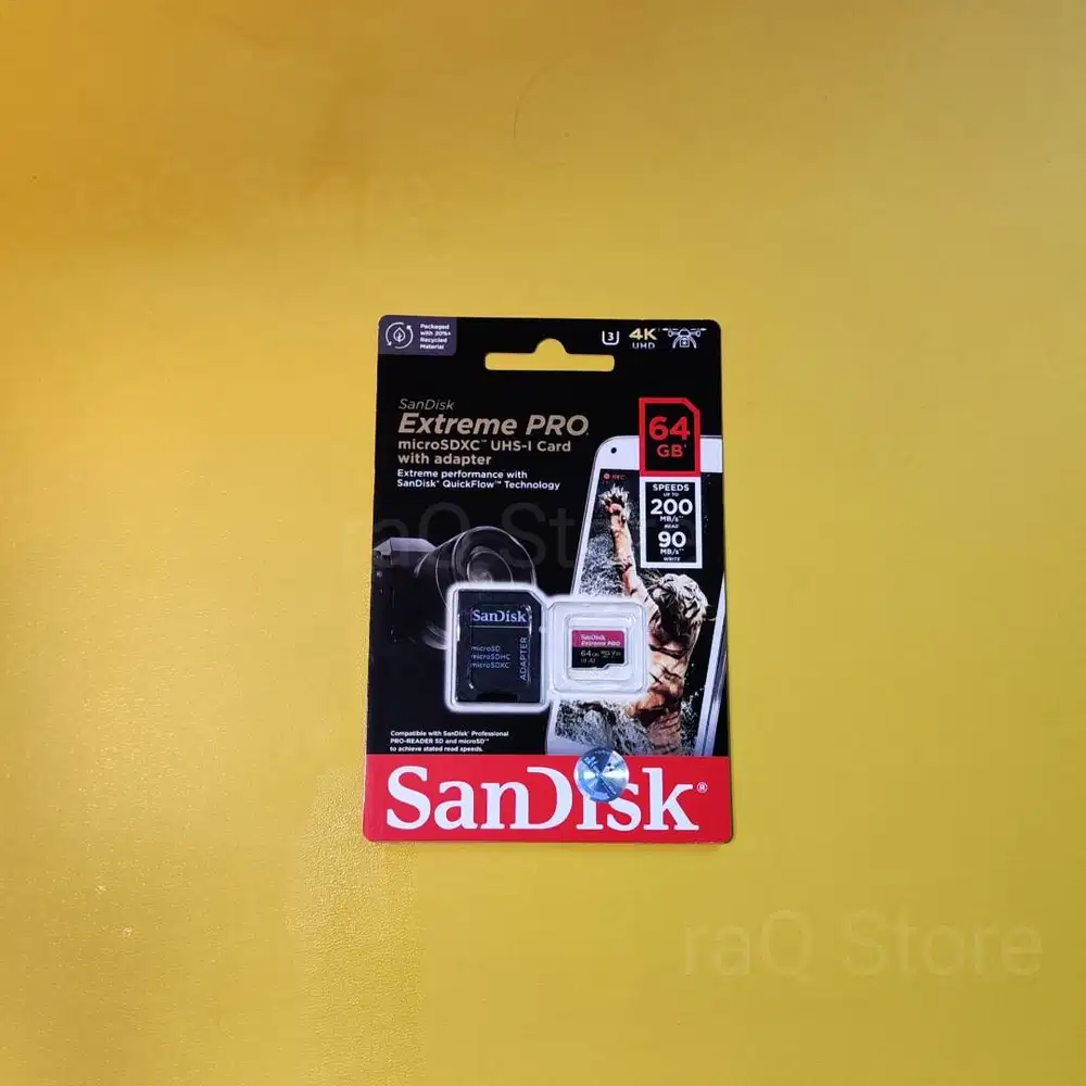 Kartu Memory SandiskExtremePro 64GB A2 wrn Merah-Hitam, msh BaruBawaan
