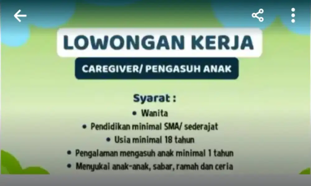 LOWONGAN KERJA MENGASUH ANAK