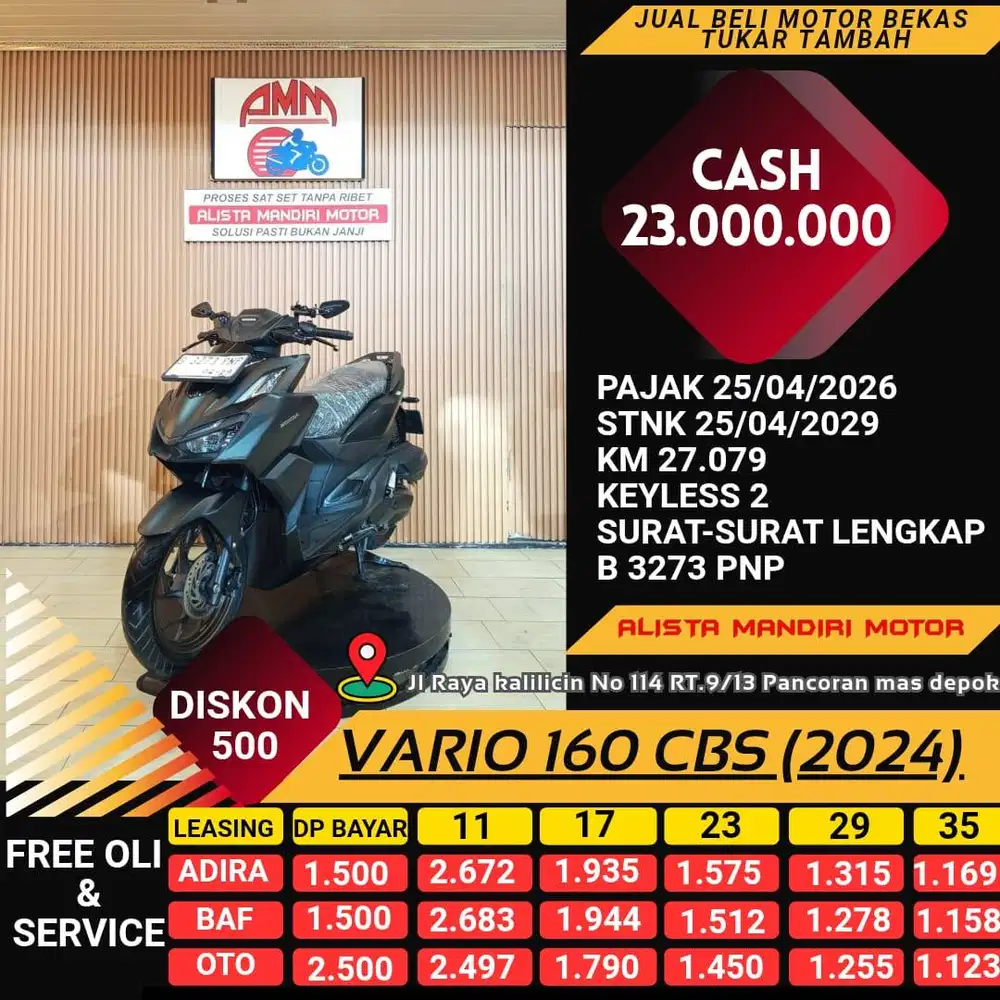 HONDA VARIO 160 CBS TH 2024 BISA CASH / KREDIT / TUKAR TAMBAH