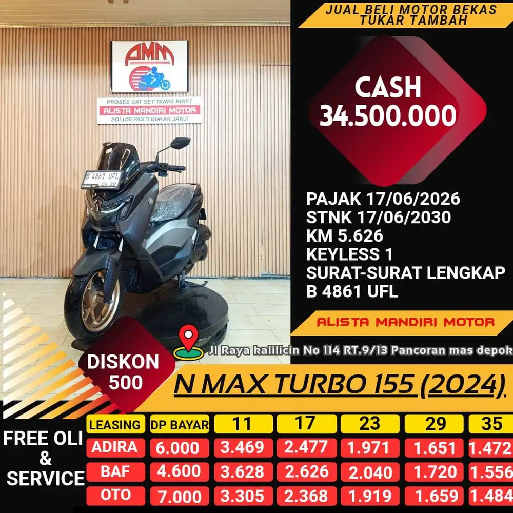 YAMAHA N MAX TURBO 155 TH 2024 PLAT JKT PAJAK ON SIAP PAKAI