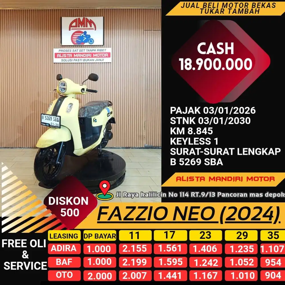 YAMAHA FAZZIO NEO TH 2024 PLAT JAKSEL PAJAK ON BISA CASH / KREDIT / TT