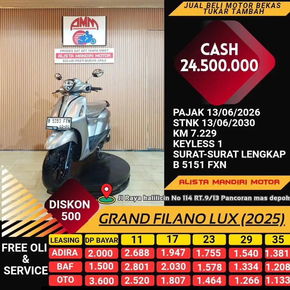 DP 1JTAN BISA BAWA PULANG YAMAHA GRAND FILANO LUX TH 2025