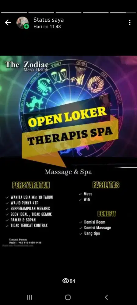 DIBUTUHKAN TERAPIS SPA